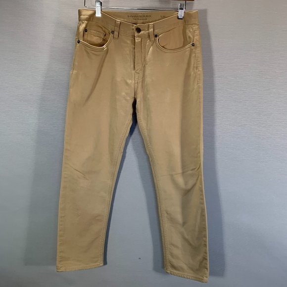Banana Republic Pants Mens 31 The Traveler Slim Fit Tan Cotton Stretch Chino - Picture 1 of 10